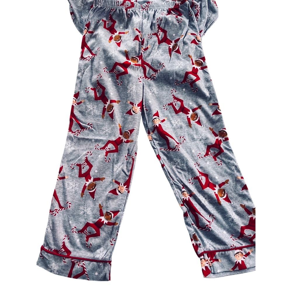 Elf on the Shelf Scout Elf Ski Patrol Pajamas Gray Red Fleece Kids Size 6 NWT - Picture 4 of 7